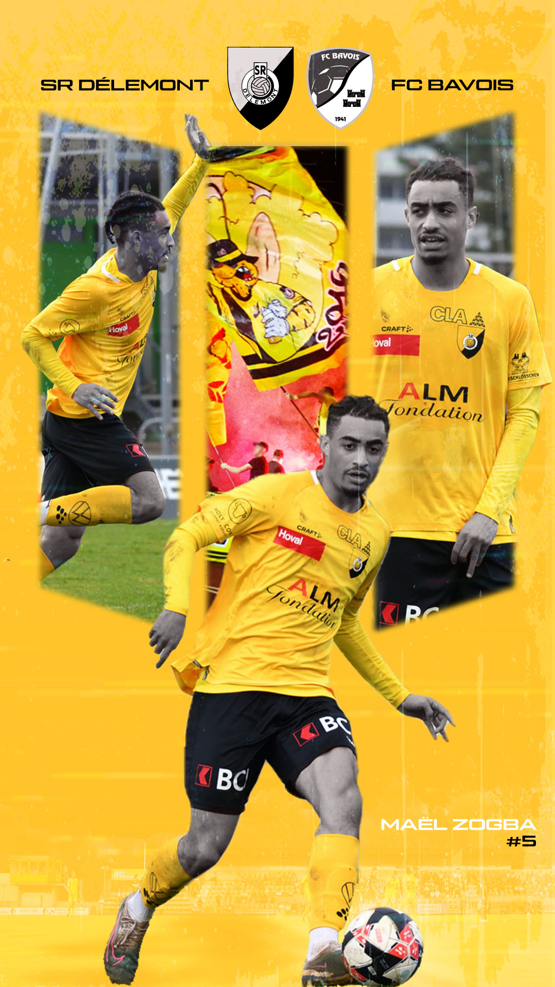 Affiche "Matchday" réalisé pour Maël Zogba afin d'annoncer la rencontre FC Bavois - SR Delémont