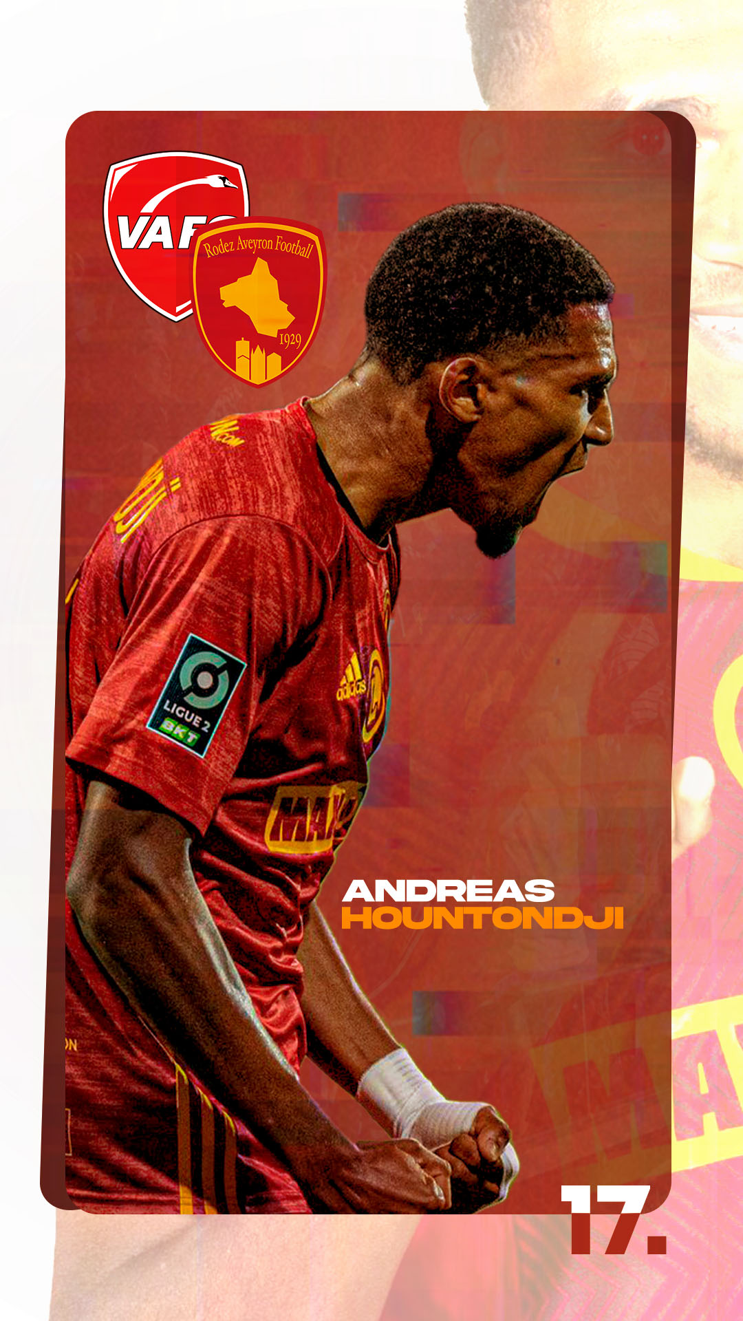 Affiche "Matchday" réalisé pour Andreas Houtondji afin d'annoncer la rencontre Valenciennes FC - Rodez Aveyron Football