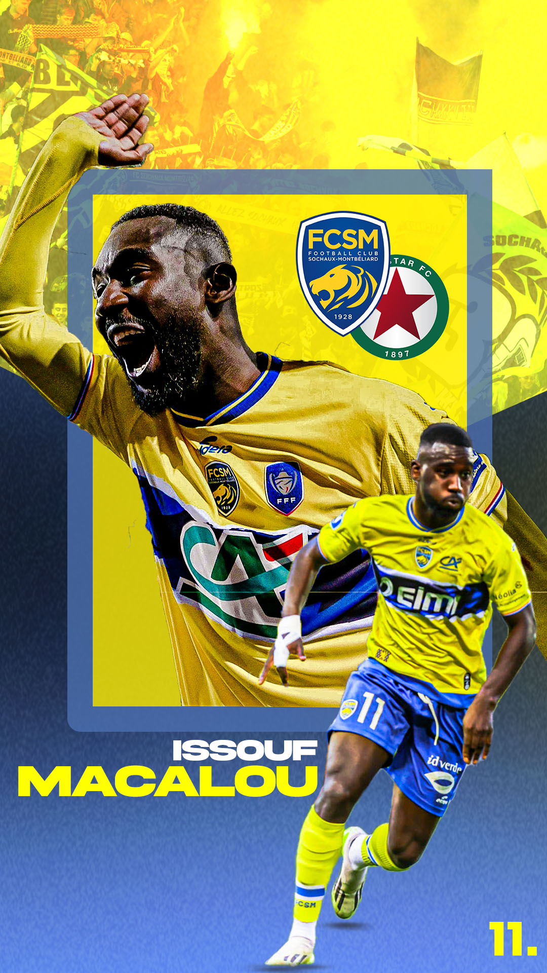 Affiche "Matchday" réalisé pour Issouf Macalou afin d'annoncer la rencontre FC Sochaux-Montbéliard - Red Star FC